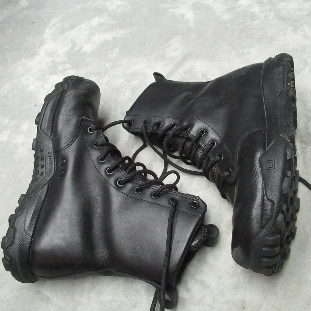 5.11 Men 8 Tactical Boots Black Leather Combat Military Duty Leather Performance